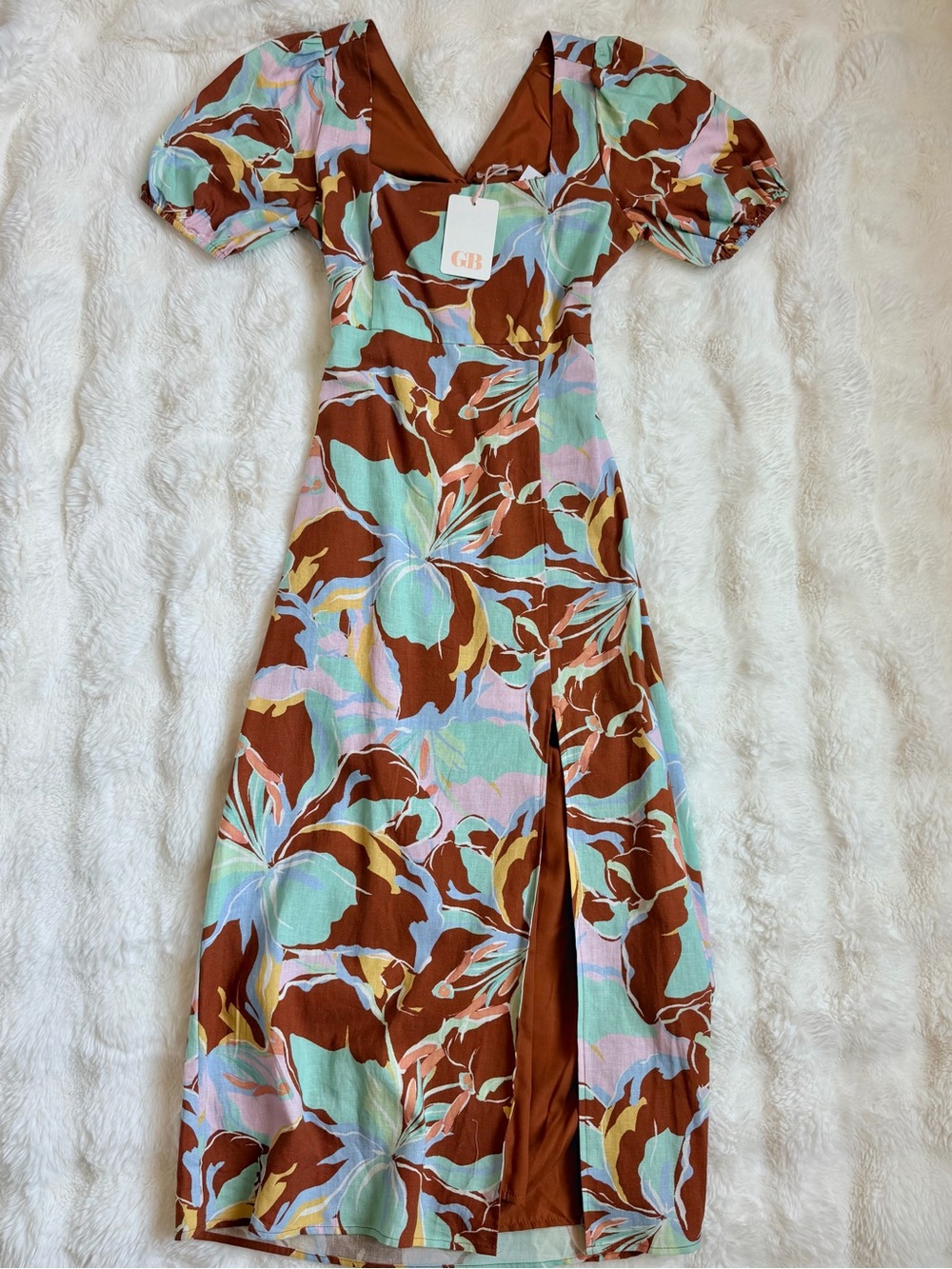 Gianni Bini Brown & Mint Floral Maxi Dress